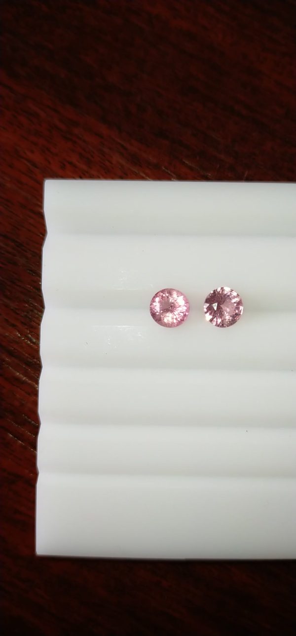 Pink Tourmaline Pair Earrings Pair - Round - 1.15 ct - COR authenticated