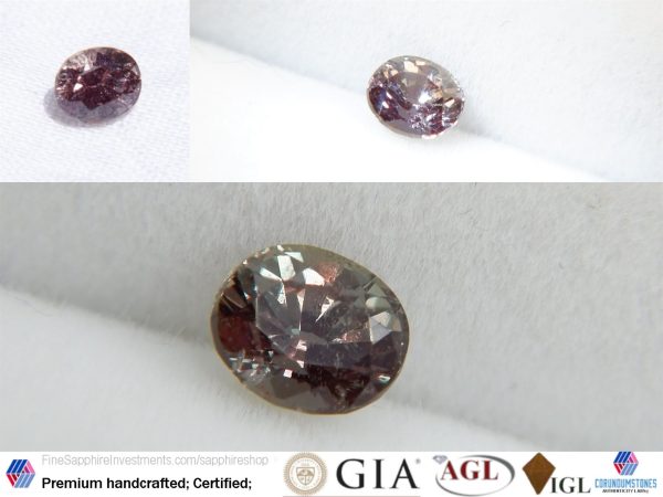 Alexandrite unheated GIA, 90% color change, 0.40ct, untreated, purple/grass green | hand crafted oval step cut